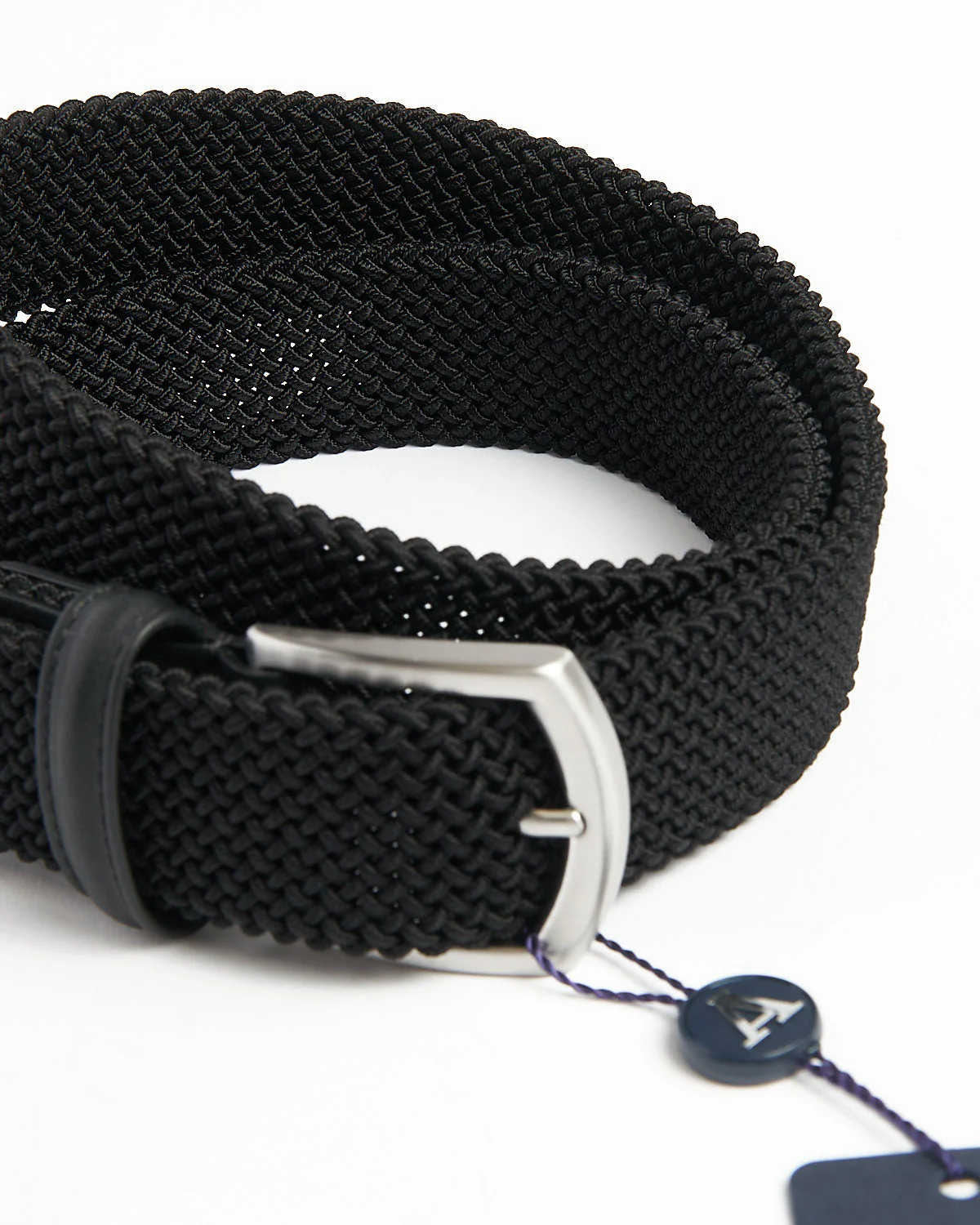 Black Tubular Braided Stretch Cotton Belt - Image 3