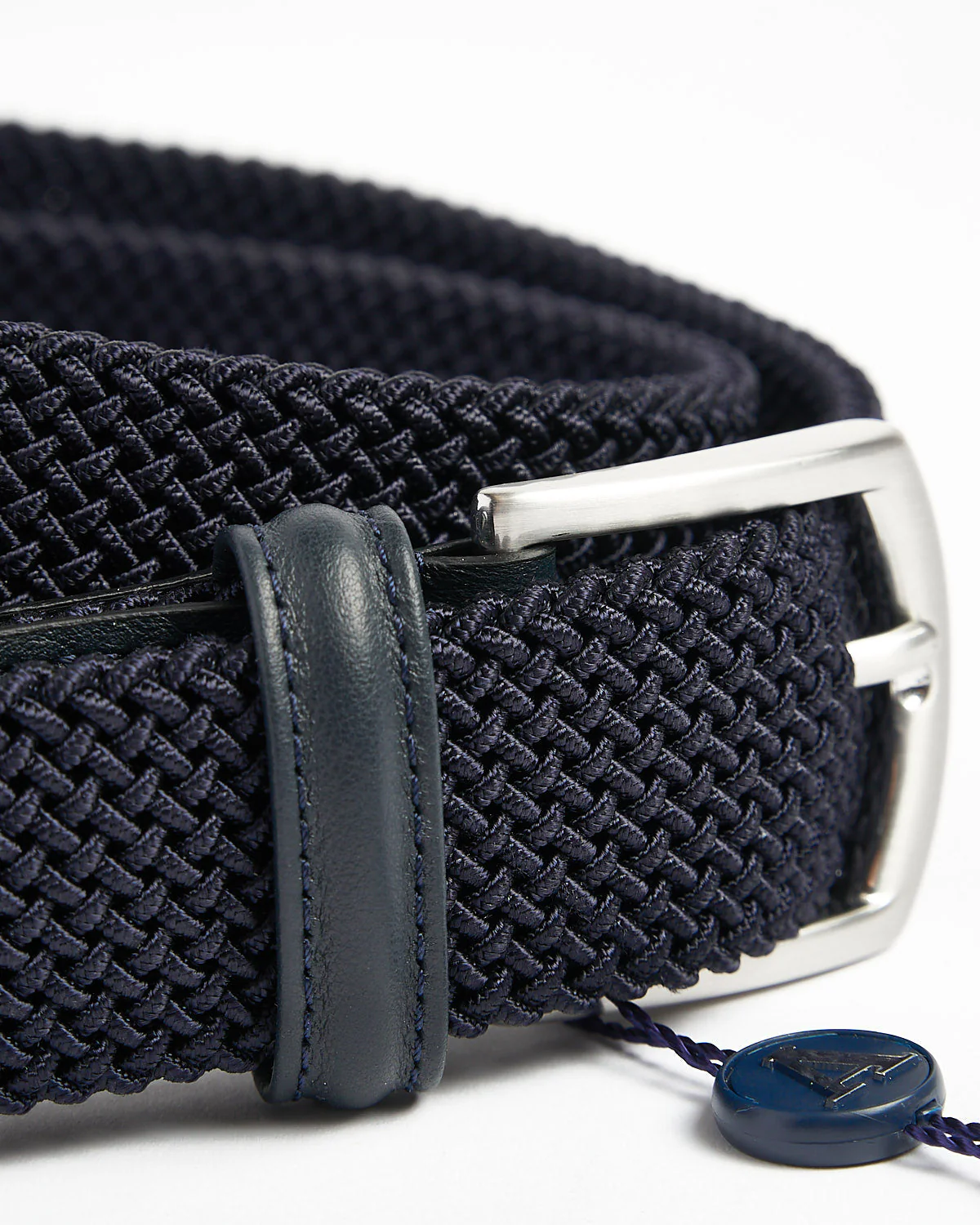 Navy Tubular Braided Stretch Cotton Belt - Image 4