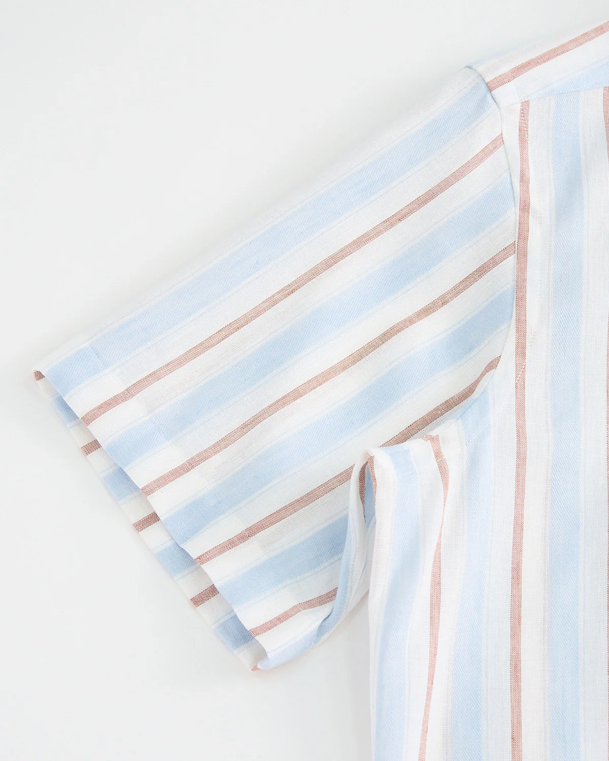 Soft Bold Stripe Tropical Cotton Short Sleeve Shirt - Image 4