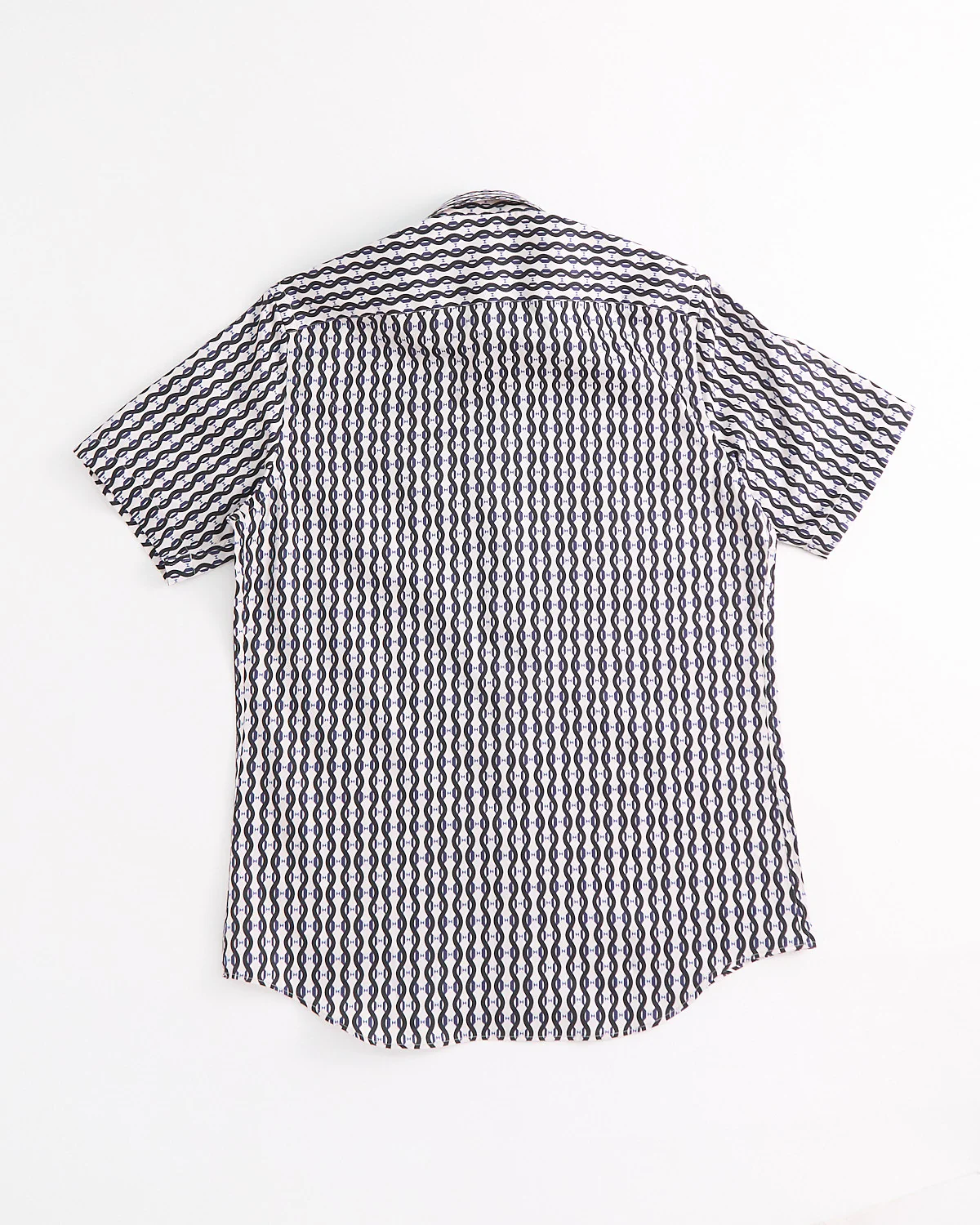 Wavy Geometric Print Cotton Short Sleeve Shirt - Image 7