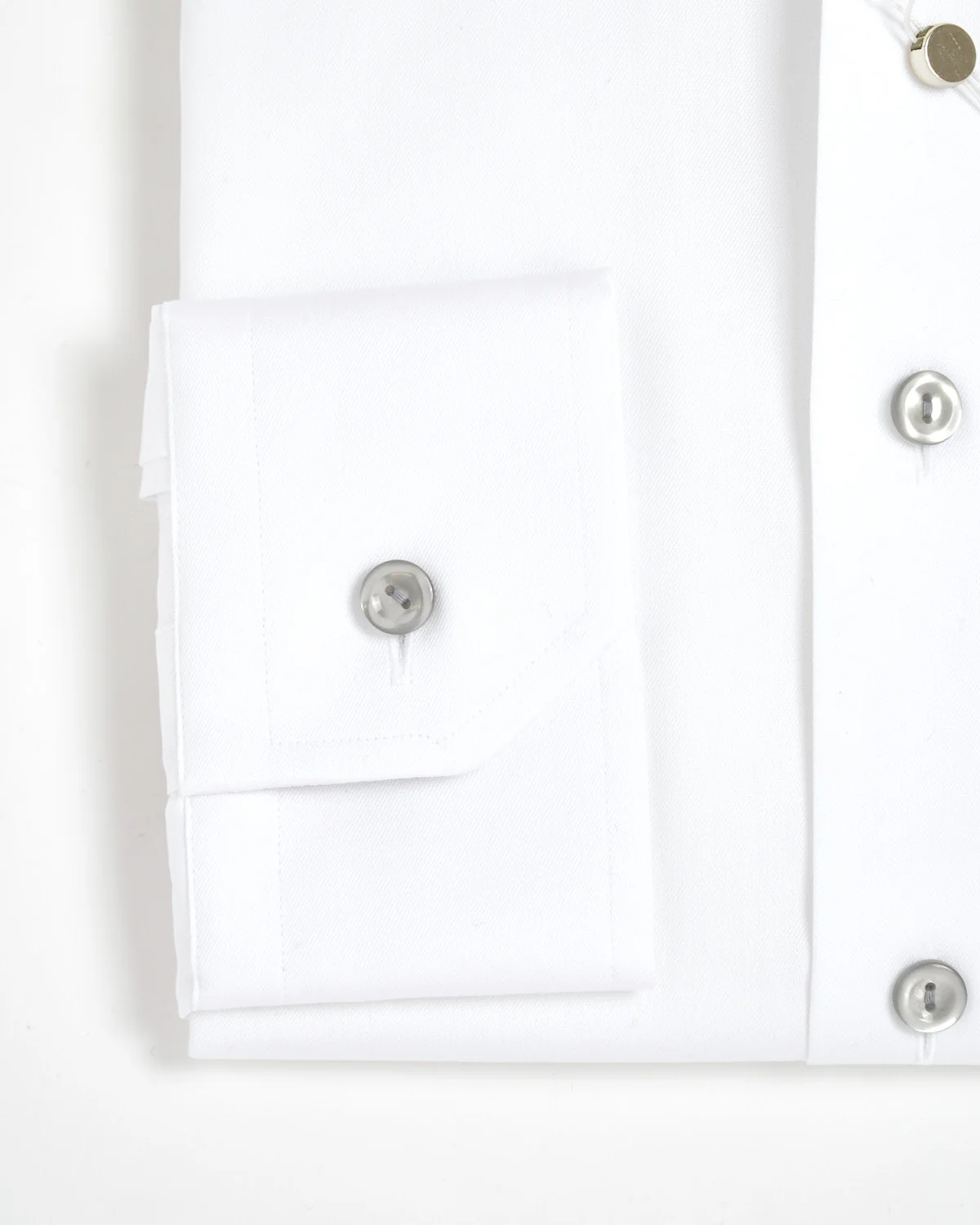 Signature White Twill Contemporary Shirt With Grey Buttons - Image 3