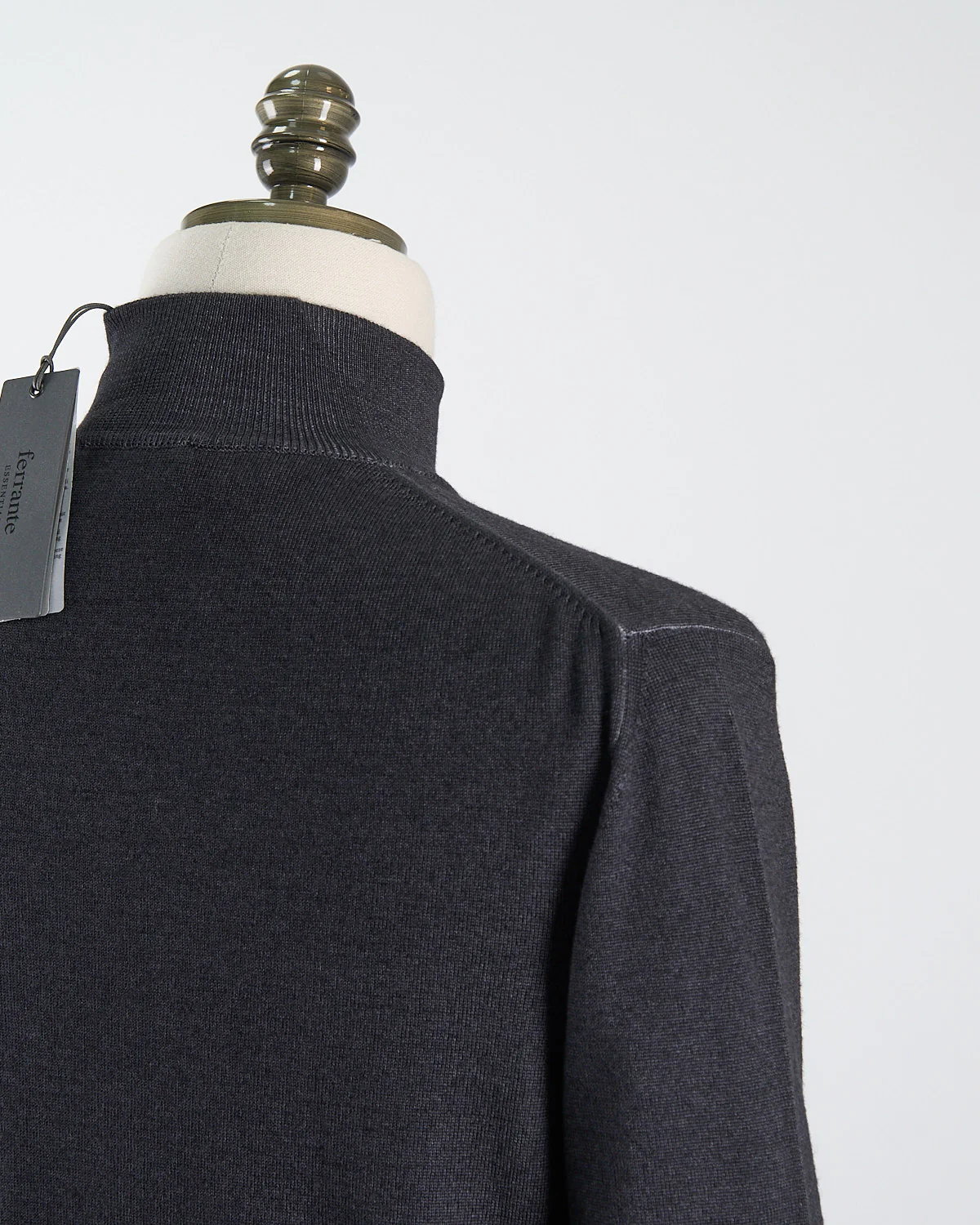 Charcoal 12 Gauge Quarter Zip Frosted Garment Dyed Wool Sweater - Image 3