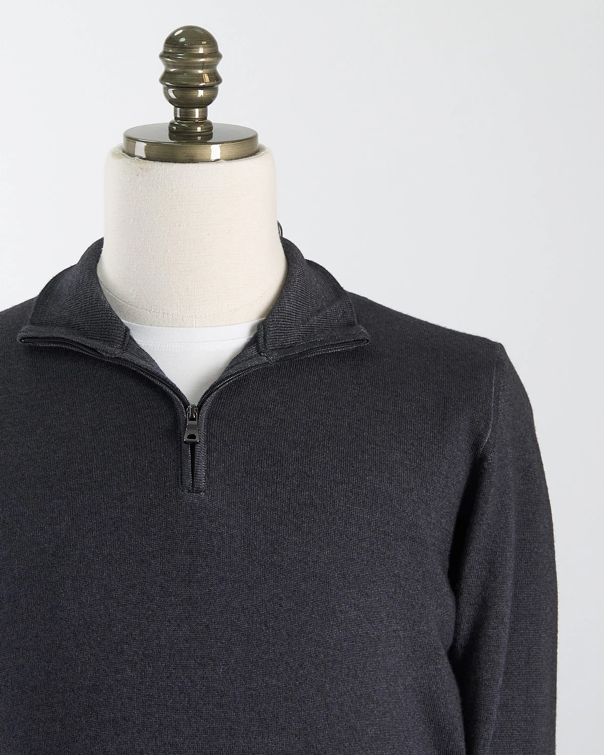 Charcoal 12 Gauge Quarter Zip Frosted Garment Dyed Wool Sweater - Image 5