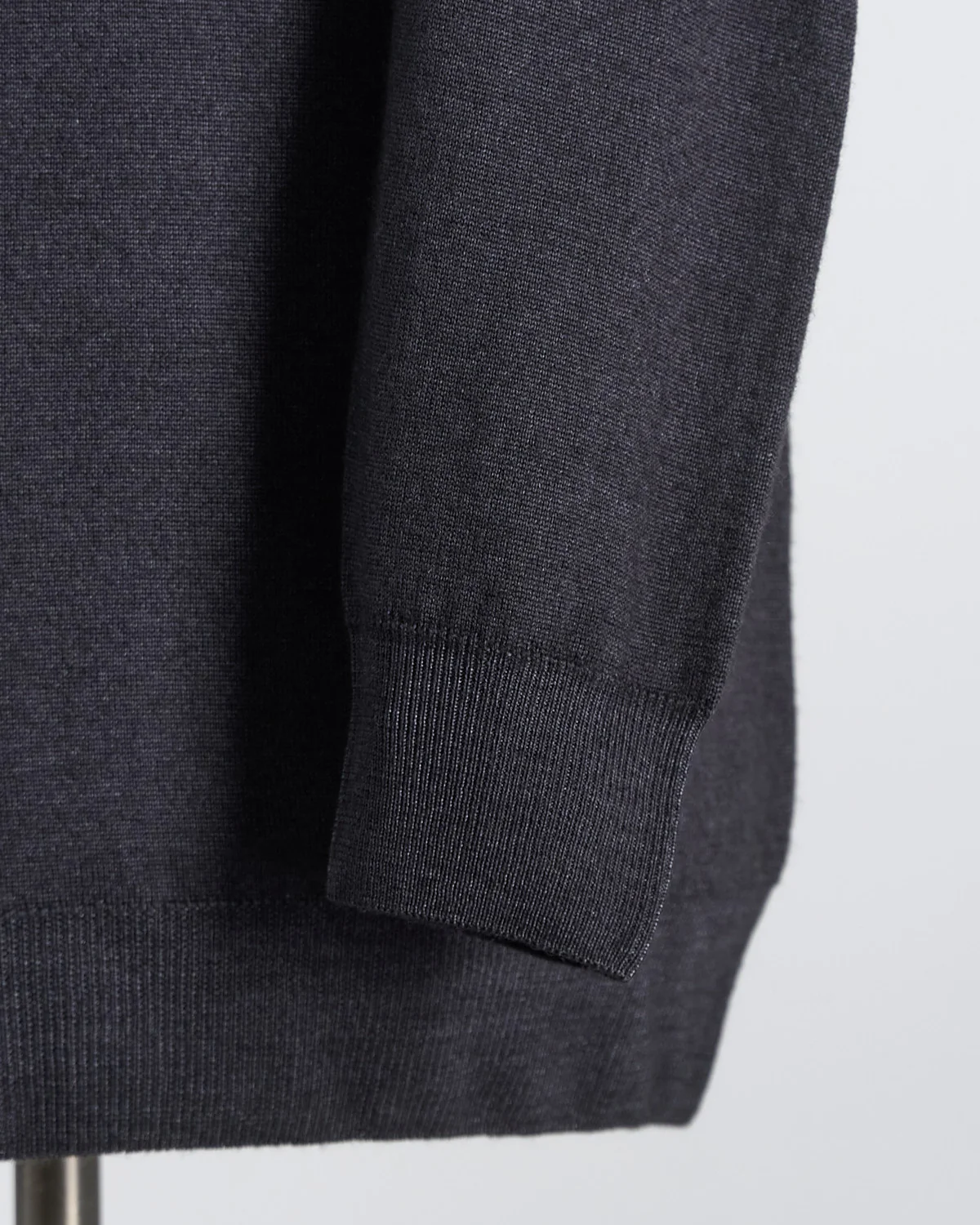 Charcoal 12 Gauge Quarter Zip Frosted Garment Dyed Wool Sweater - Image 6