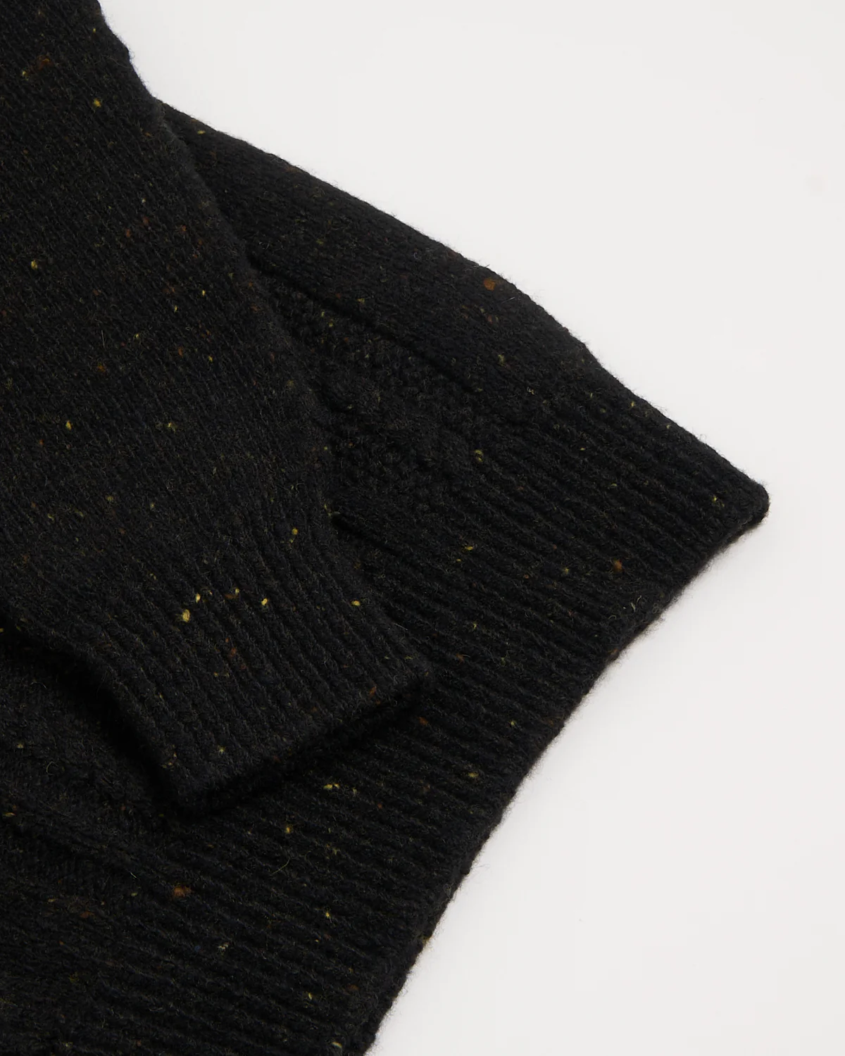 Black Donegal Wool-Cashmere Aran Ridges Cableknit Crewneck Sweater - Image 4
