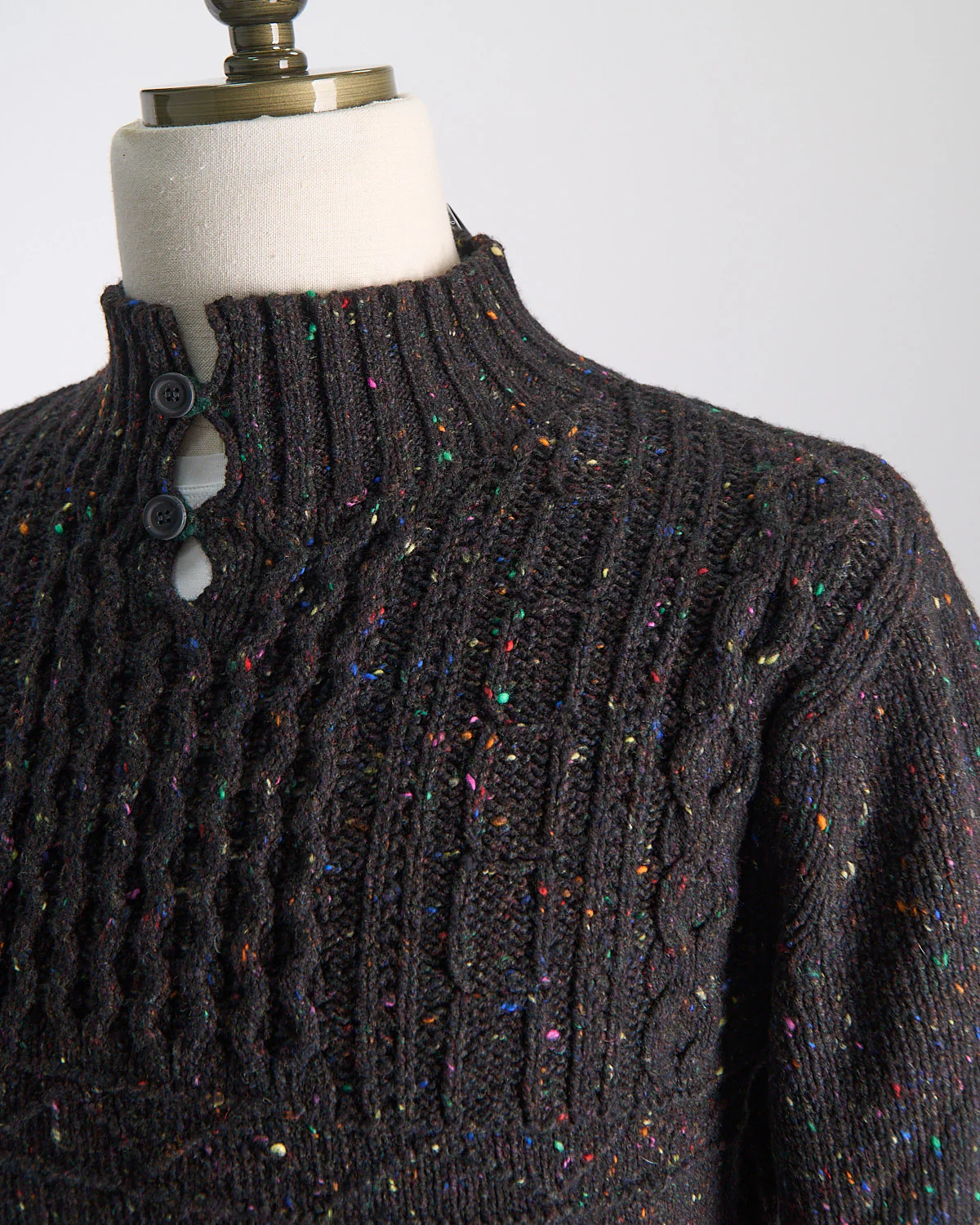 Donegal Maírtín Beag Cableknit Button Mock Sweater - Image 10