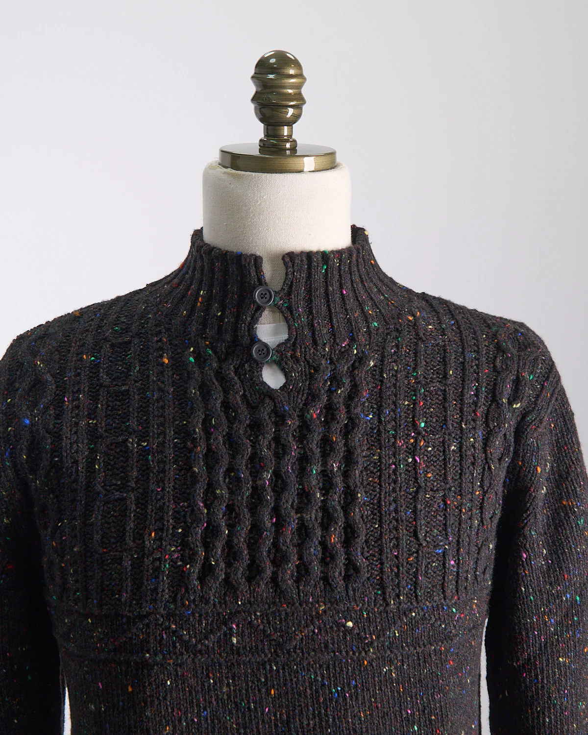 Donegal Maírtín Beag Cableknit Button Mock Sweater - Image 4