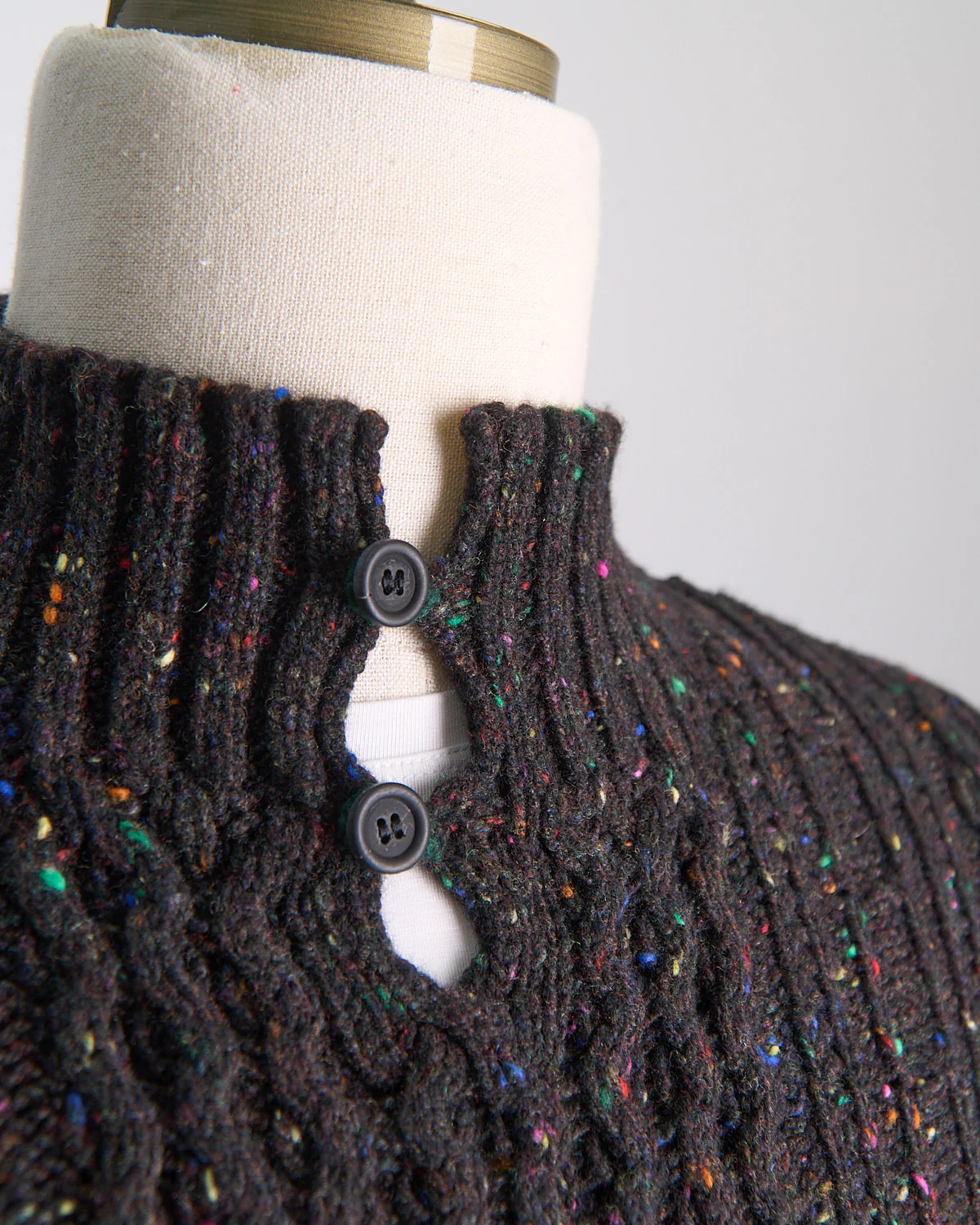 Donegal Maírtín Beag Cableknit Button Mock Sweater - Image 6