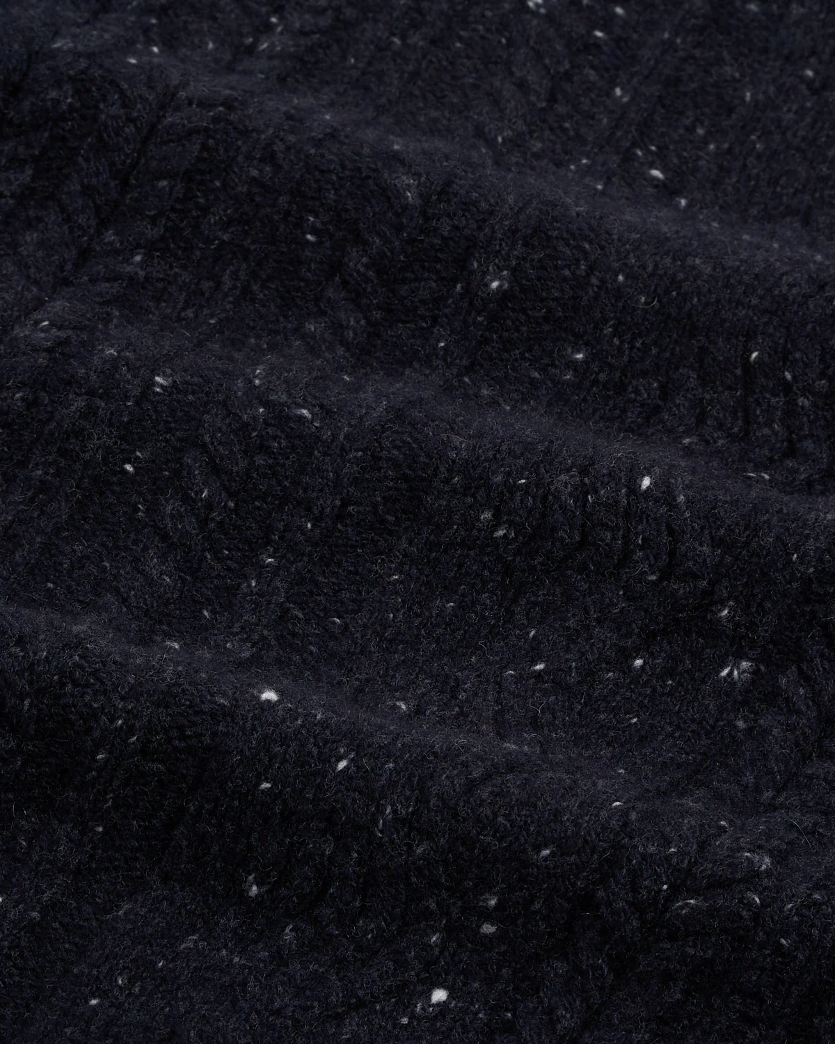 Navy Donegal Wool-Cashmere Aran Ridges Cableknit Crewneck Sweater - Image 5