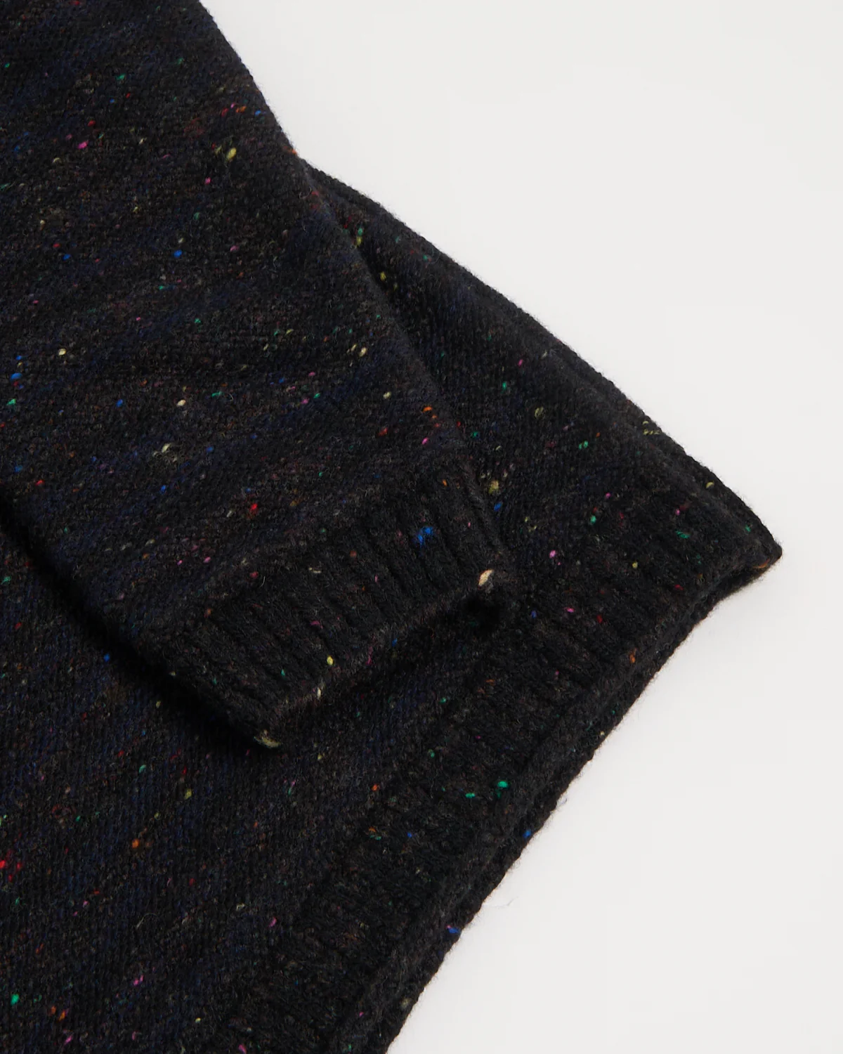 Navy Donegal Wool-Cashmere Striped Mock Neck Sweater - Image 4