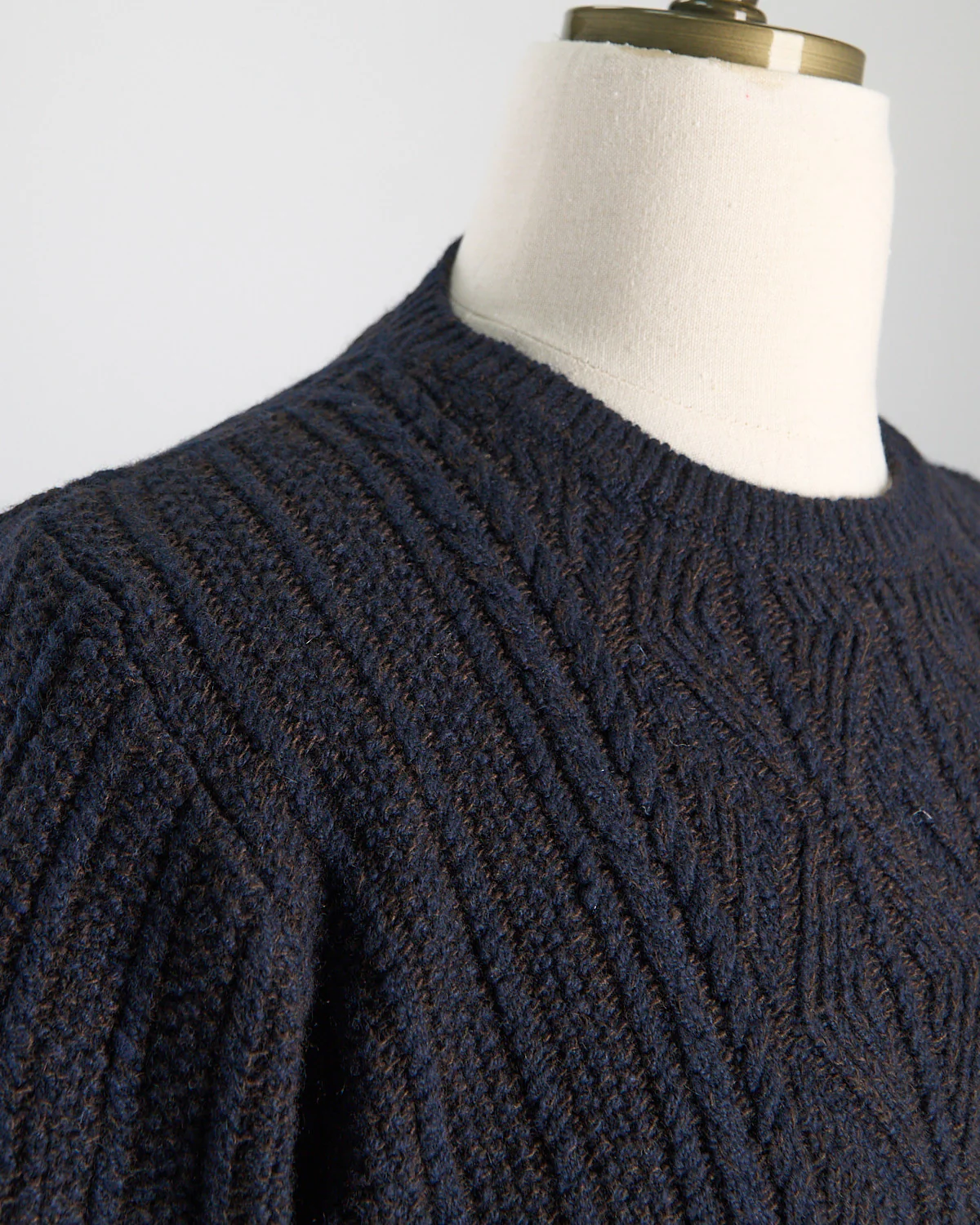 Wool Cashmere Patent Cableknit Crewneck Sweater - Image 3