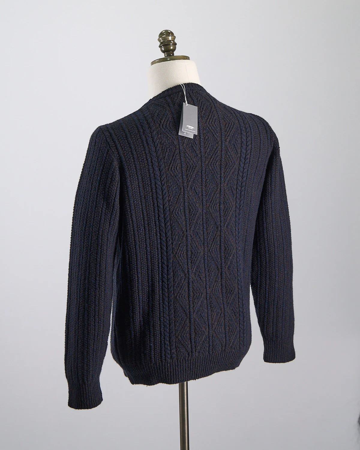 Wool Cashmere Patent Cableknit Crewneck Sweater - Image 8