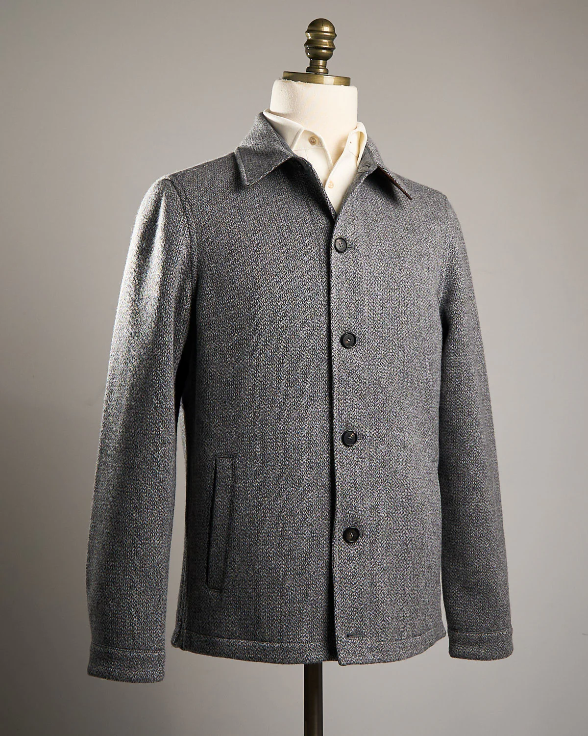 Elasi Wool Silk Cashmere Knit Overshirt - Image 3
