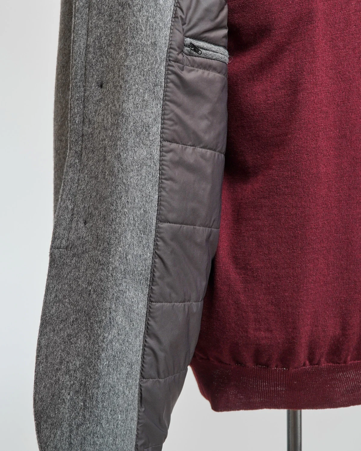 Grey Wool & Cashmere Quilted Hybrid Jacket - Image 3