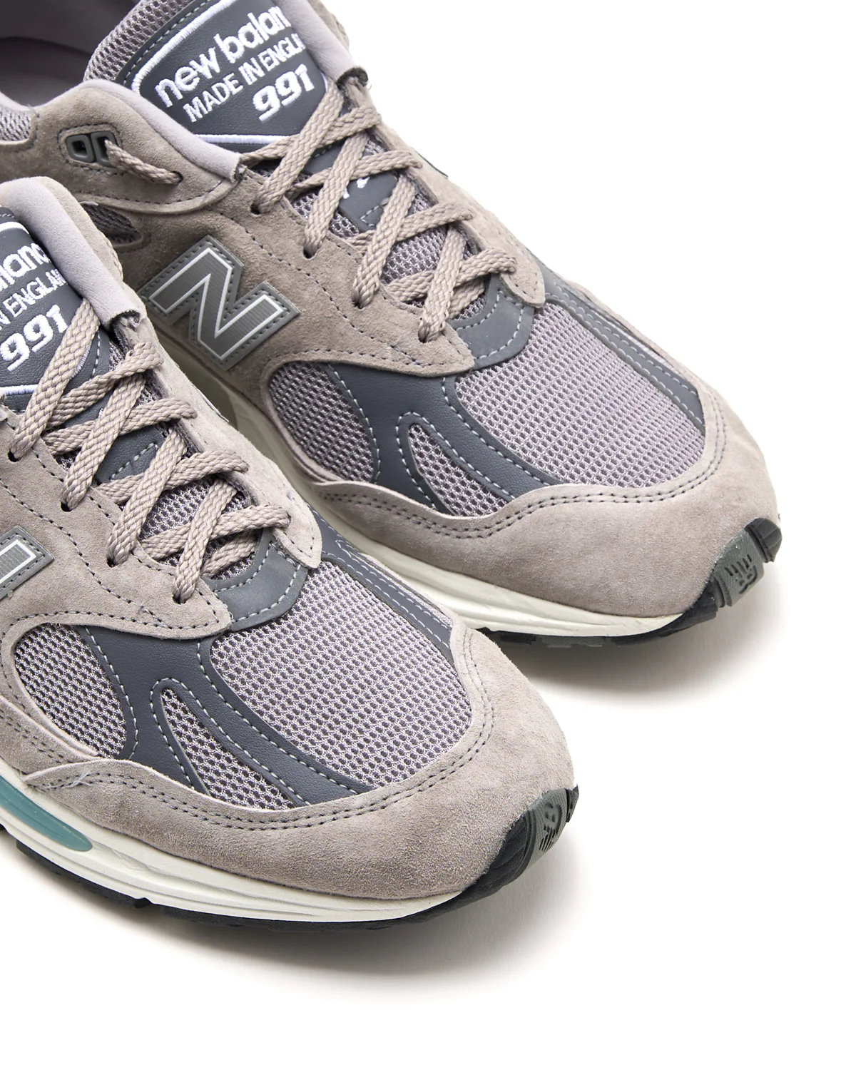 Grey & White Made In Uk 991 V2 Sneakers - Image 5