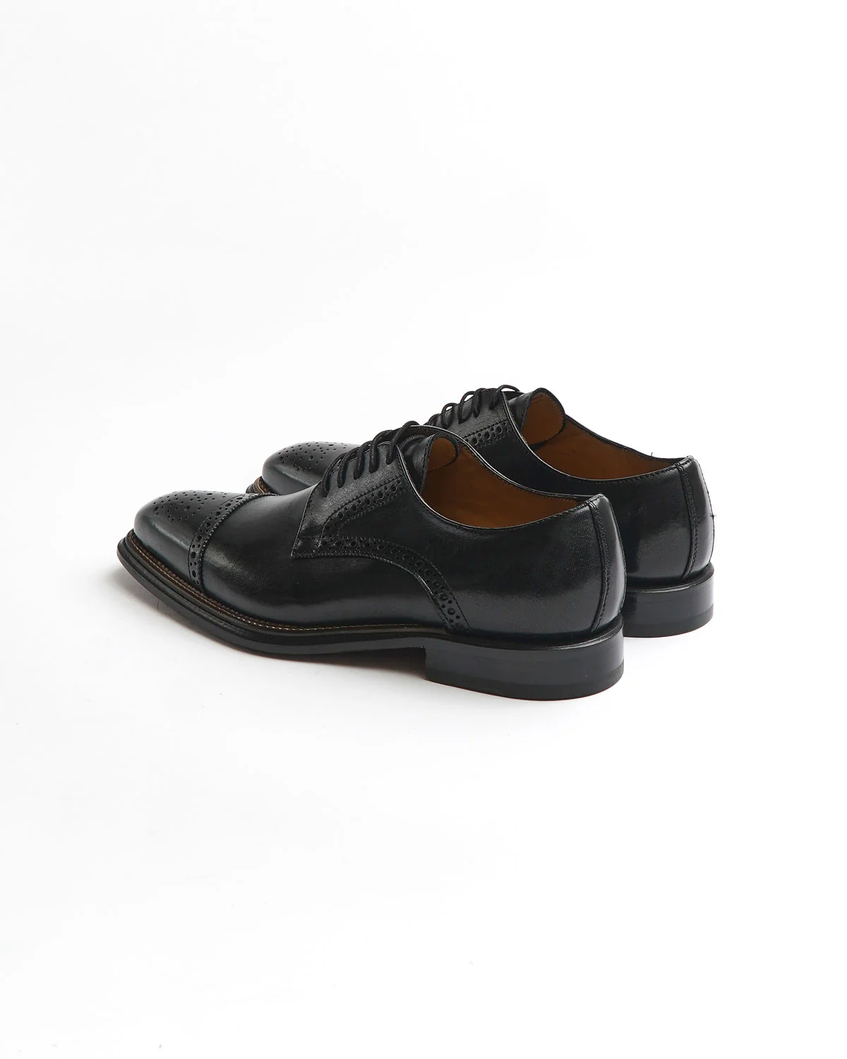 Black Calf Brogued Cap Toe Derby Dress Shoe - Image 4