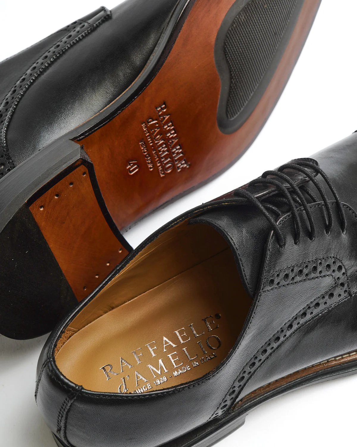 Black Calf Brogued Cap Toe Derby Dress Shoe - Image 8